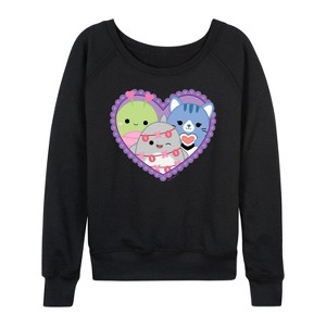 Women's - Squishmallows - Squish Heart Lightweight French Terry Wide Neck Long Sleeve Graphic Shirt - 1 of 4
