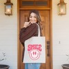 City Creek Prints Pink Smiley Distressed Canvas Tote Bag - 15x16 - Natural - 2 of 2