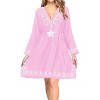 LA LEELA women's Vacation Casual Swim Holiday Beachwear Summer Beach Dress Short Casual Bathing Suit Cover Ups for Women 8-12 Pink, Solid - 2 of 4