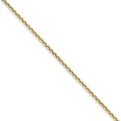 Black Bow Jewelry 1.3mm, 10k Yellow Gold, Diamond Cut Cable Chain Necklace