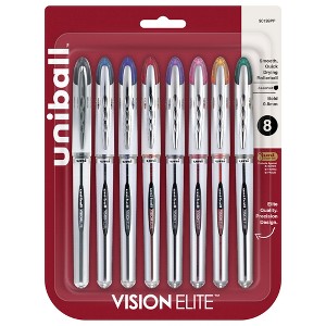 uniball Vision Elite Roller Ball Stick Pen, 0.8 mm Bold Tip, Assorted Colors, Set of 8 - 1 of 4