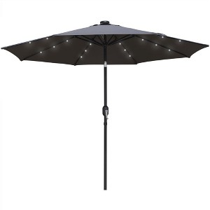 LeisureMod Sierra 9FT Outdoor Patio Market Umbrella with Tilt and Solar LED Lights, UV-Resistant Canopy for Backyard or Poolside - 1 of 4