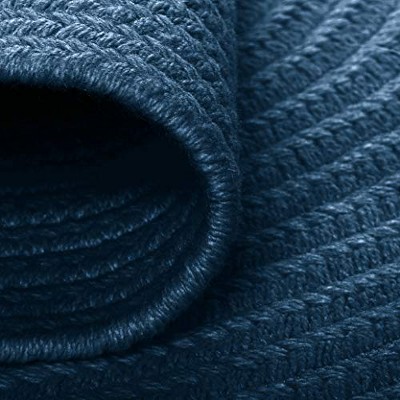 Federal Blue Oval Braided Wool Blend Rug, 2' x 3'