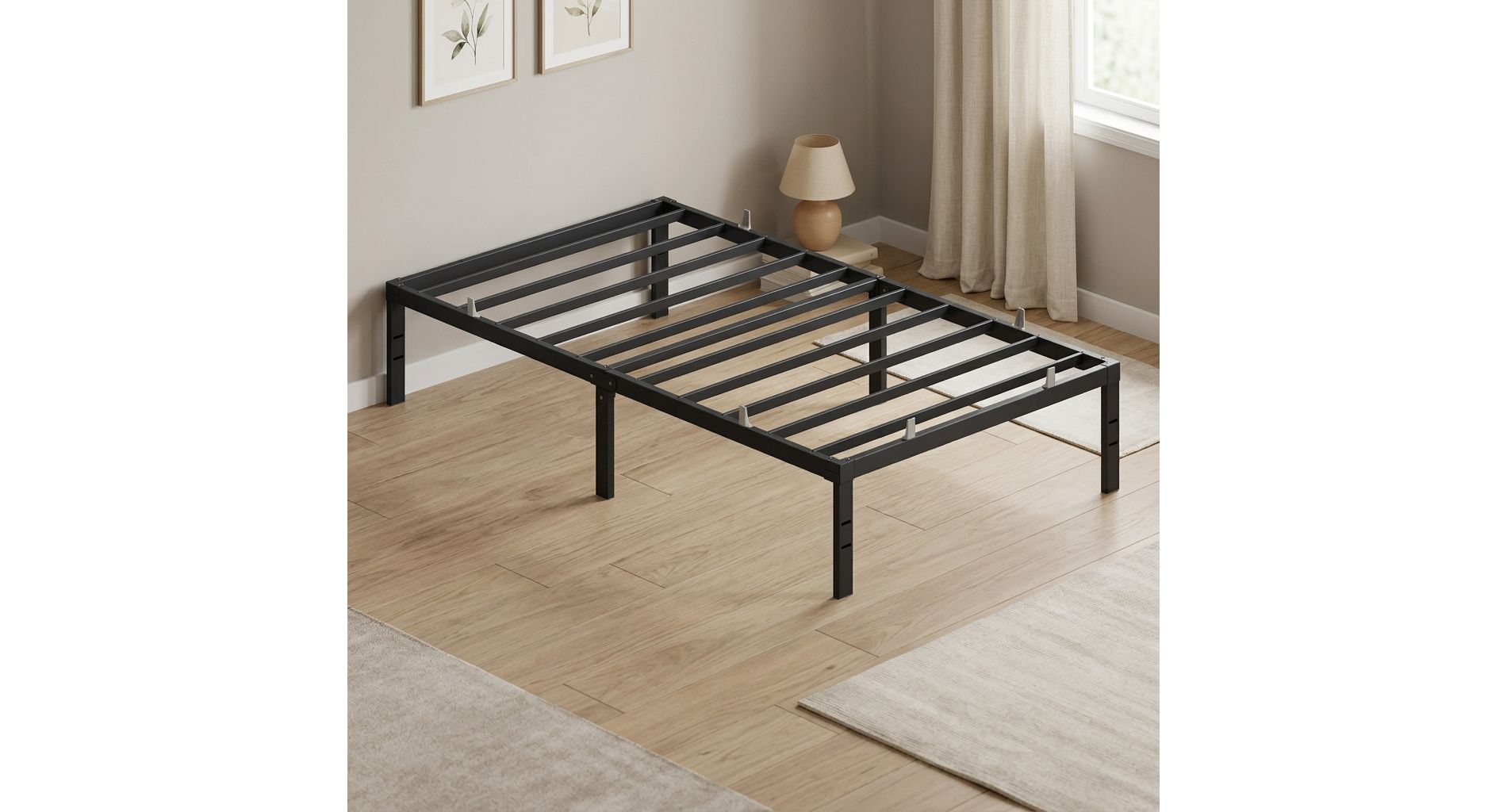 VASAGLE Queen/Full/Twin/King Metal Bed Frame 16'' Tall, 550/1100 lb Weight Capacity, No Box Spring Needed, with Under-Bed Storage, Easy Setup,Black
