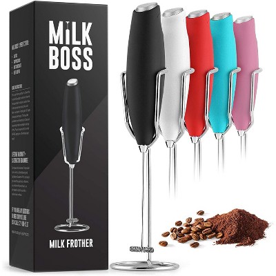 Milk Boss Powerful Milk Frother Handheld With Upgraded Holster Stand - Coffee Frother Electric Handheld Foam Maker For Coffee Lattes Matcha & More