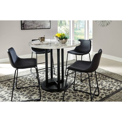 Transitional Carrara Marble 42" Round Counter-Height Table in Brown