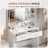WAYES Vanity Desk with LED Mirror, 3-Foot White Makeup Table for Bedroom, Storage Drawers, and Shelves, White Finish - 4 of 4