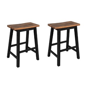 Vynxaria Walnut and Black Counter Height Dining Stools Set of 2 - 1 of 4