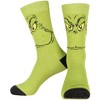 Dr Seuss GRINCH Character Adult Holiday Crew Socks 2 Pair Green - 3 of 4