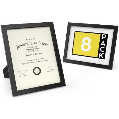 Arteza Premium Glass Document Certificate Frame, Black, 8.5"x11" - 8 Pack (ARTZ-8745)