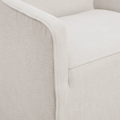 Cream Upholstered High Back Dining Arm Chair with Casters