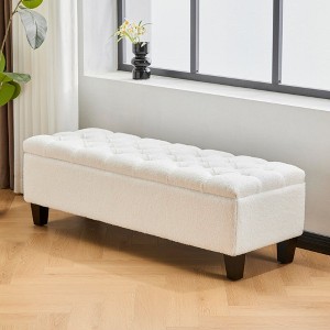 NicBex Rectangle Storage Ottoman for Bedroom,PU Storage Bench with Rubber Wood Legs,Ottoman for Living Room,Bedroom,Entryway - 1 of 4