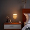 18" Nordic Wood Tripod Table Lamp with Linen Drum Shade for Bedroom, Living Room, Study, Cafe, Entryway, or Hotel,White - 3 of 4