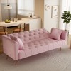 71" Velvet Adjustable Backrest Sofa Bed, Modern Folding Sleeper Couch with Sturdy Metal Legs for Living Room - 4 of 4