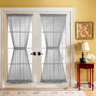 BrylaneHome BH Studio Sheer Voile Door Panel With Tiebacks