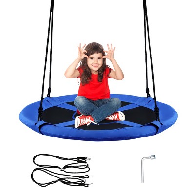 Tangkula 40" Kids'Saucer Tree Swing Seat Indoor Outdoor Play Set Grren/ Blue