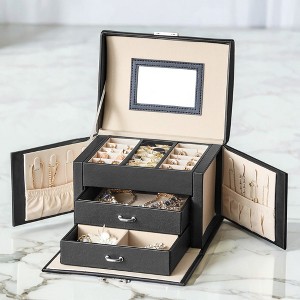 3-Tier Jewelry Box, Lockable Travel Case with Handle - 1 of 4