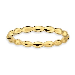 Black Bow Jewelry 2.25mm 14k Yellow Gold Plated Sterling Silver Stackable Rice Bead Band - 1 of 4