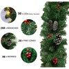 Swtroom 9FT Pre Lit Waterproof Christmas Artificial Garland with 50 LED Lights 20 Snowy Pinecone and 98 Red Berries - 3 of 4