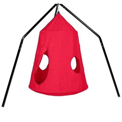 HearthSong HugglePod HangOut Nylon Hanging Tent and Family HangOut Steel Stand Set