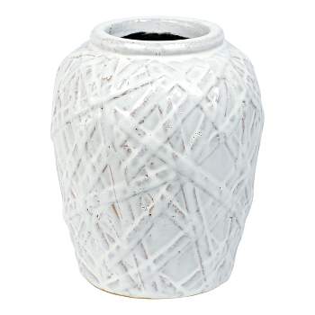 VIP Ceramic 9 in. White Modern Pot