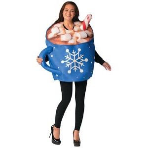 Imposta Costumes Adult Cup of Hot Chocolate Costume Bodysuit Blue One Size - 1 of 1