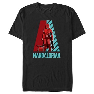 Men's Star Wars: The Mandalorian Blue and Red Animated Logo T-Shirt - 1 of 4