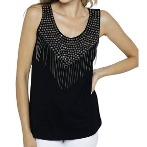 Women's Studded Tank Top With Fringes - VOCAL APPAREL - 1 of 4