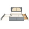 Whisen Queen Size Rattan Platform Bed with Two Drawers and Trundle - 3 of 4