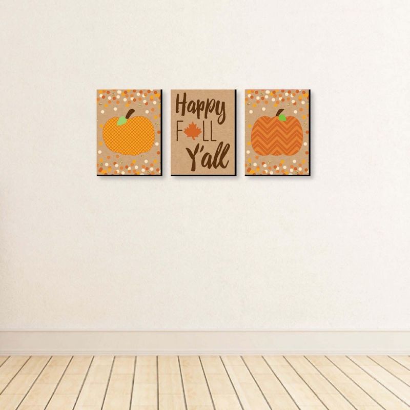 Big Dot of Happiness Pumpkin Patch - Autumn Wall Art and Fall Home Decor - 7.5 x 10 inches - Set of 3 Prints, 3 of 7