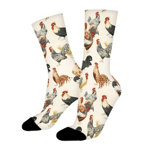 Rooster Chicken Funny Women Printed Crew Socks Funny Funky Socks Soft Polyester Novelty Gifts for Artists Men - 1 of 1