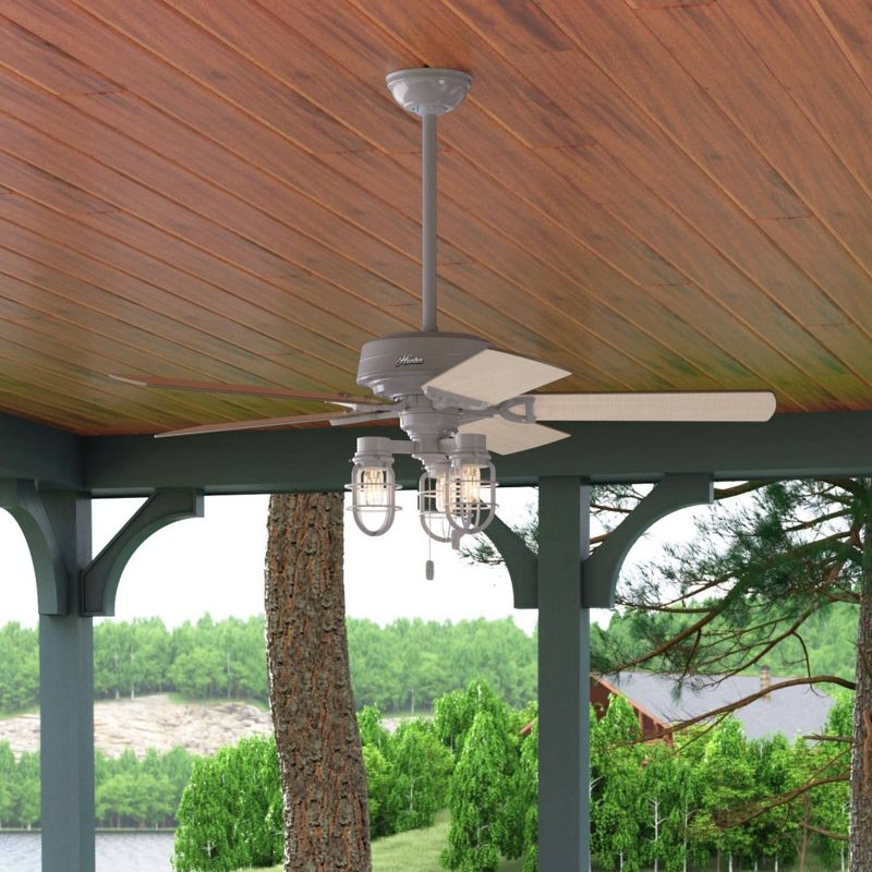 52&#34; Starklake Damp Rated Ceiling Fan Gray (Includes LED Light Bulb) - Hunter Fan, 4 of 14