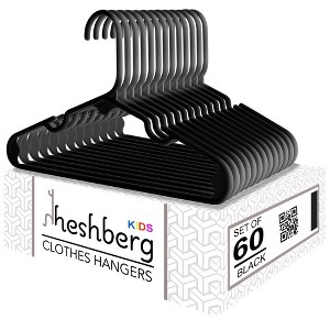 Heshberg Baby and Kids Plastic Hangers Black 60 Pack - 1 of 1