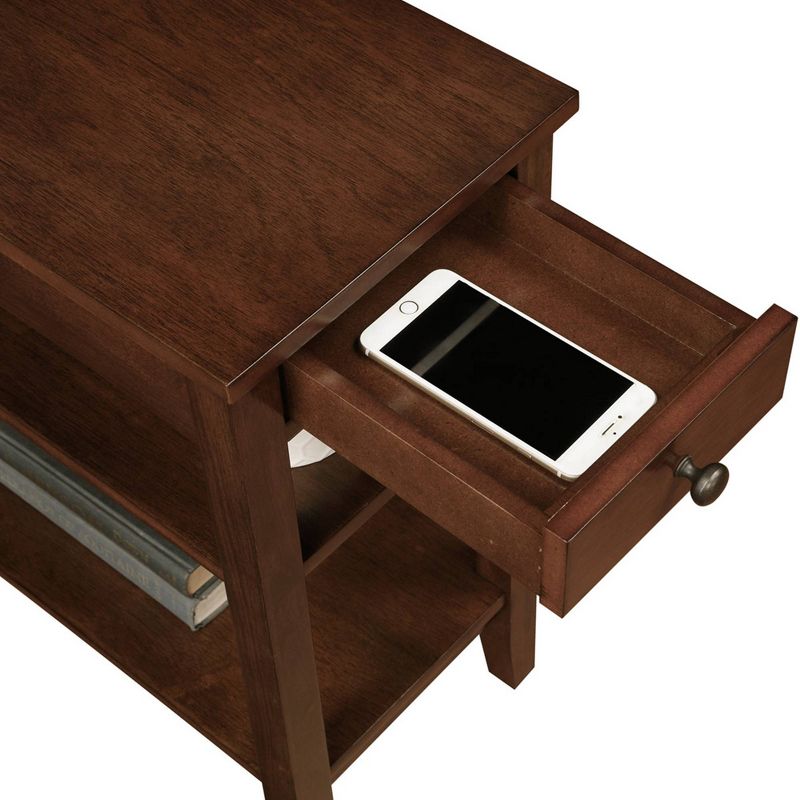 American Heritage 1 Drawer Chairside End Table with Charging Station and Shelves - Breighton Home, 4 of 9
