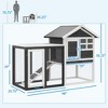 Gsluuk PawHut 48" Wooden Rabbit Hutch Bunny Cage with Waterproof Asphalt Roof, Fun Outdoor Run, Removable Tray and Ramp, Grey - 4 of 4
