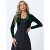 INSPIRE CHIC Women's Long Sleeve Lapel Collar Velvet Open Front Cropped Cardigan - 4 of 4