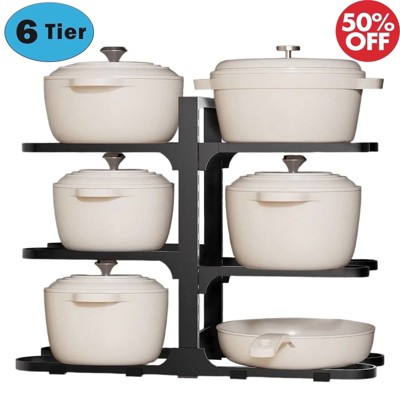 DOMETOUR Stainless Steel Pots and Pans Organizer, Pots Organizer Rack for Cookware, Heavy Duty Pots Rack for Kitchen Storage