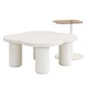 Maliang Modern Coffee Table Set of 2, Irregular Shape Coffee Table with Four Roman Column Legs + End Table with Glass Top for Living Room - 2 of 4