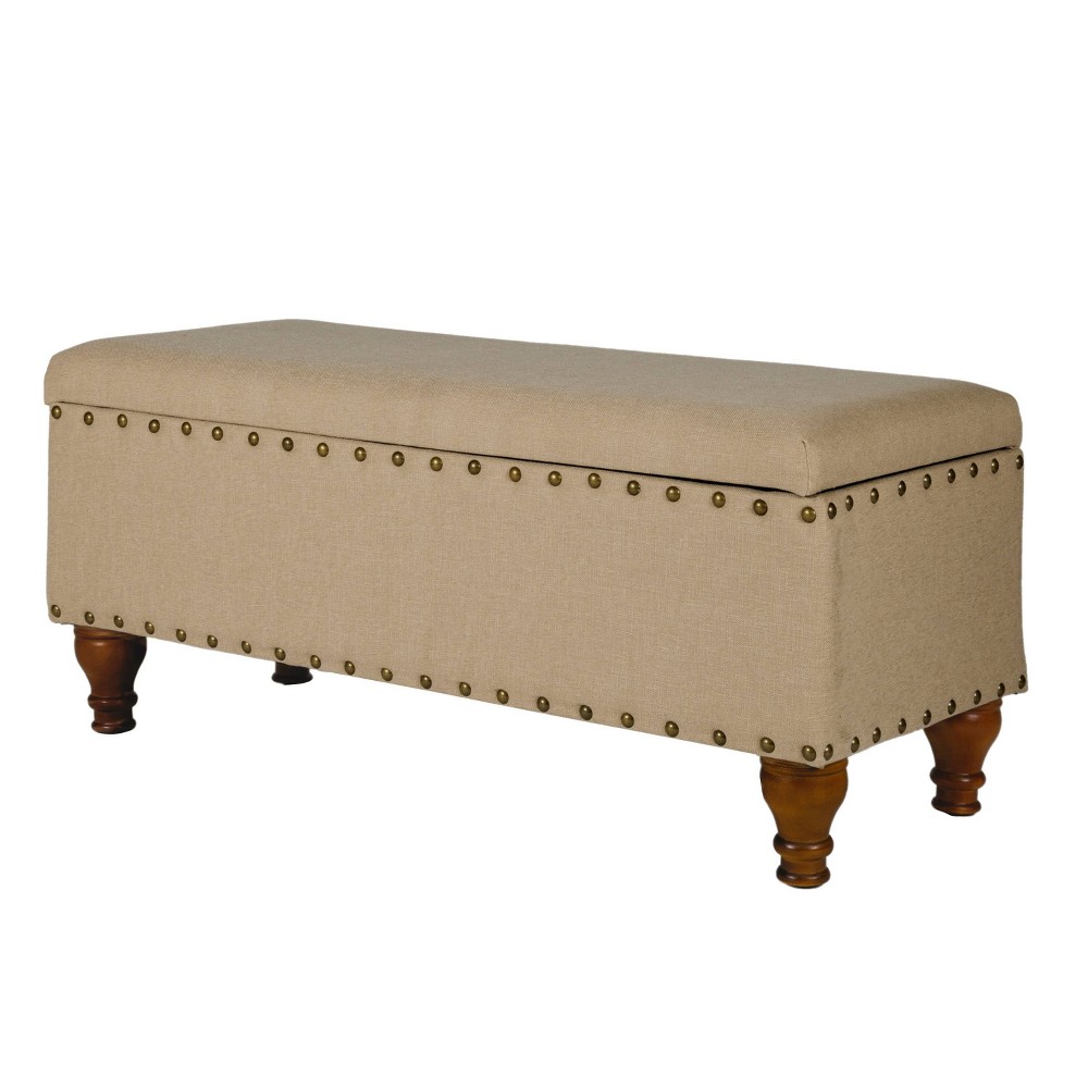 Photos - Chair Large Storage Bench with Nailhead Tan - HomePop