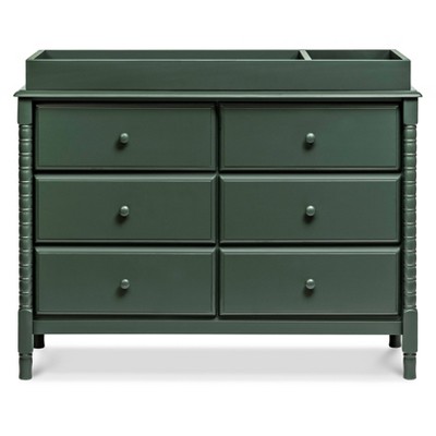 Forest Green Wood Spindle 6-Drawer Nursery Dresser