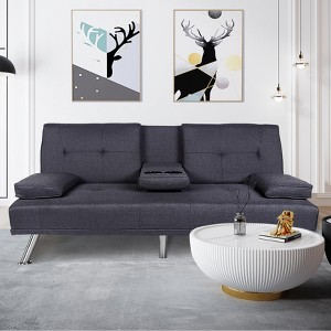 MAYEERTY 66.1¡±Modern Design Sleeper Sofa Bed for Living Room,Dark Gray - 1 of 4