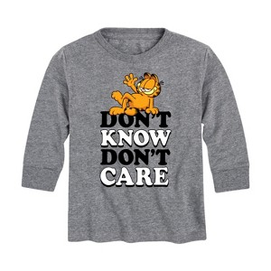 Boys' - Garfield - Don't Know Don't Care Long Sleeve Graphic T-Shirt - 1 of 4