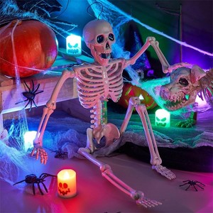 Joyfy 24” Halloween Full Body Poseable Skeleton, Human Plastic Bone with Movable Joints for Haunted House Scene Party Prop Decor (1 pcs, Original) - 1 of 4