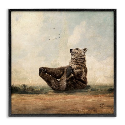 Stupell Industries Bear Holding Paws Watching Sunset, 17" x 17"