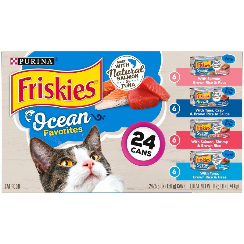 Purina Friskies Meaty Bits &#38; Pat&#233; Ocean Favorites Fish Flavor Wet Cat Food - 5.5oz/24ct Variety Pack, 3 of 7