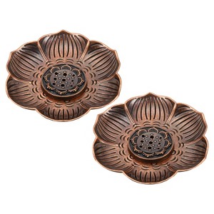 Unique Bargains Fireproof Metal Yoga Spa Home Office Holder Incense Burner Plate 2 Pcs - 1 of 4