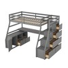 TIRAMISUBEST Twin/Full Size Loft Bed with 7 Storage Drawers and Bulit-in Desk, Wooden Loft Bedframe with Storage Shelves and Guardrail - 3 of 4