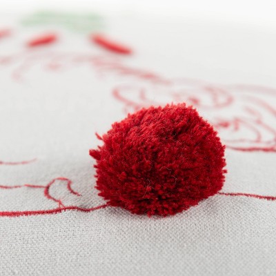 20"x20" White Cotton Embroidered Holiday Throw Pillow