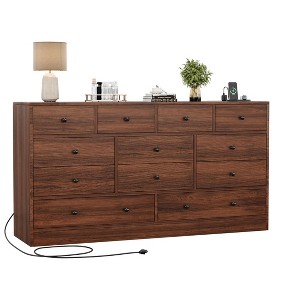 12 Drawer Dresser for Bedroom with Power Outlet, 61 Inch Wooden Storage Cabinet - 1 of 4