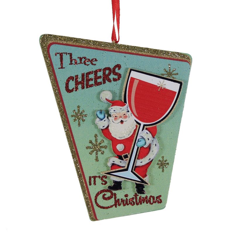 5.0 Inch Santa Mid Century Cocktail Cheers Tree Ornaments, 2 of 4